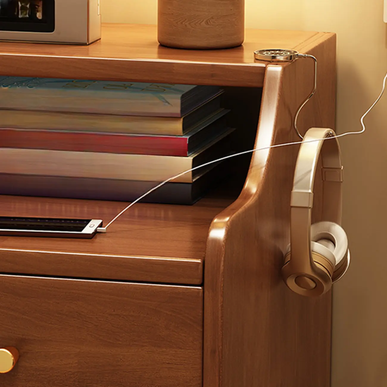 Classic Premium Wood 2 Drawers  Bedside Cabinet Nightstand Image - 12 | homeyfad