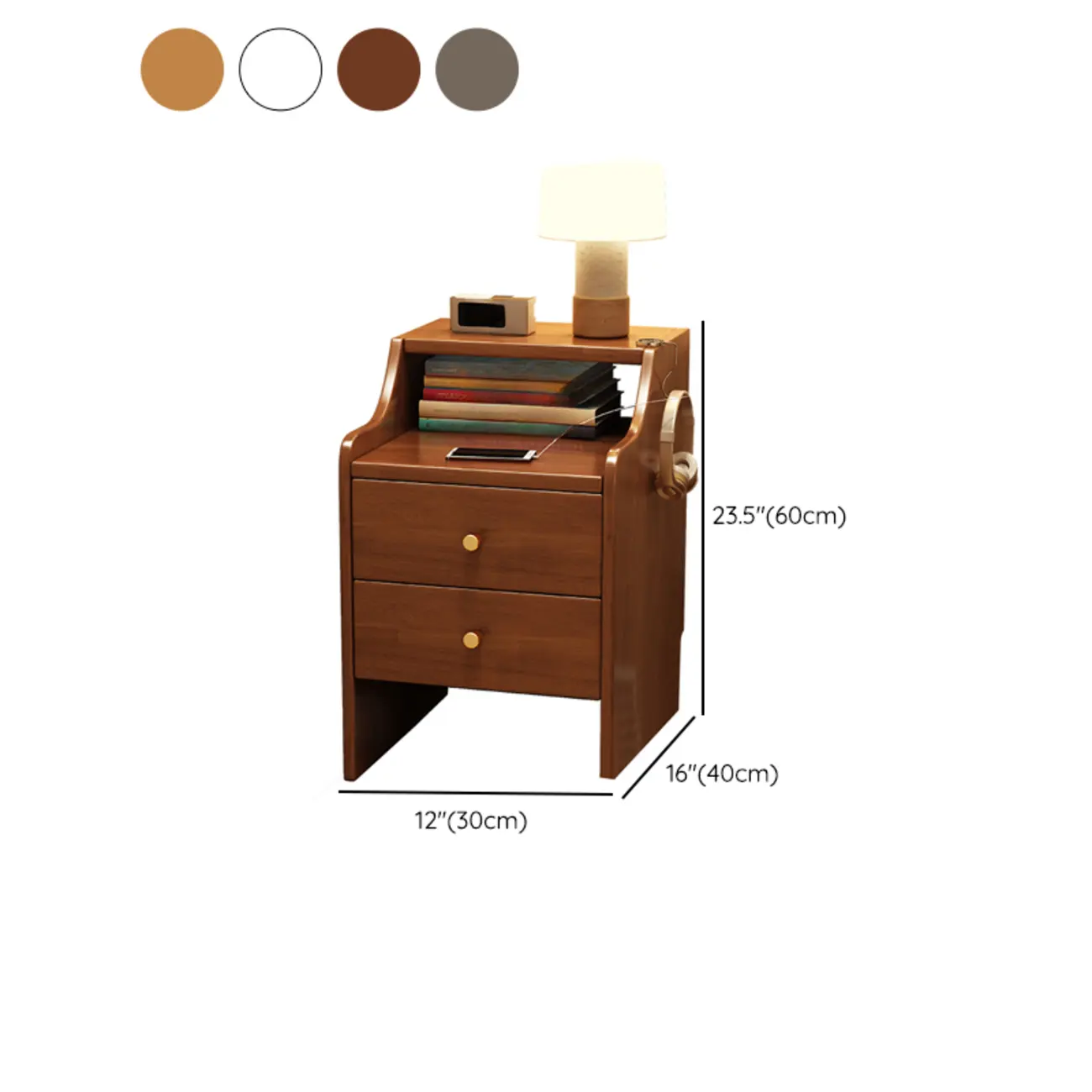 Classic Premium Wood 2 Drawers  Bedside Cabinet Nightstand Image - 14 | homeyfad