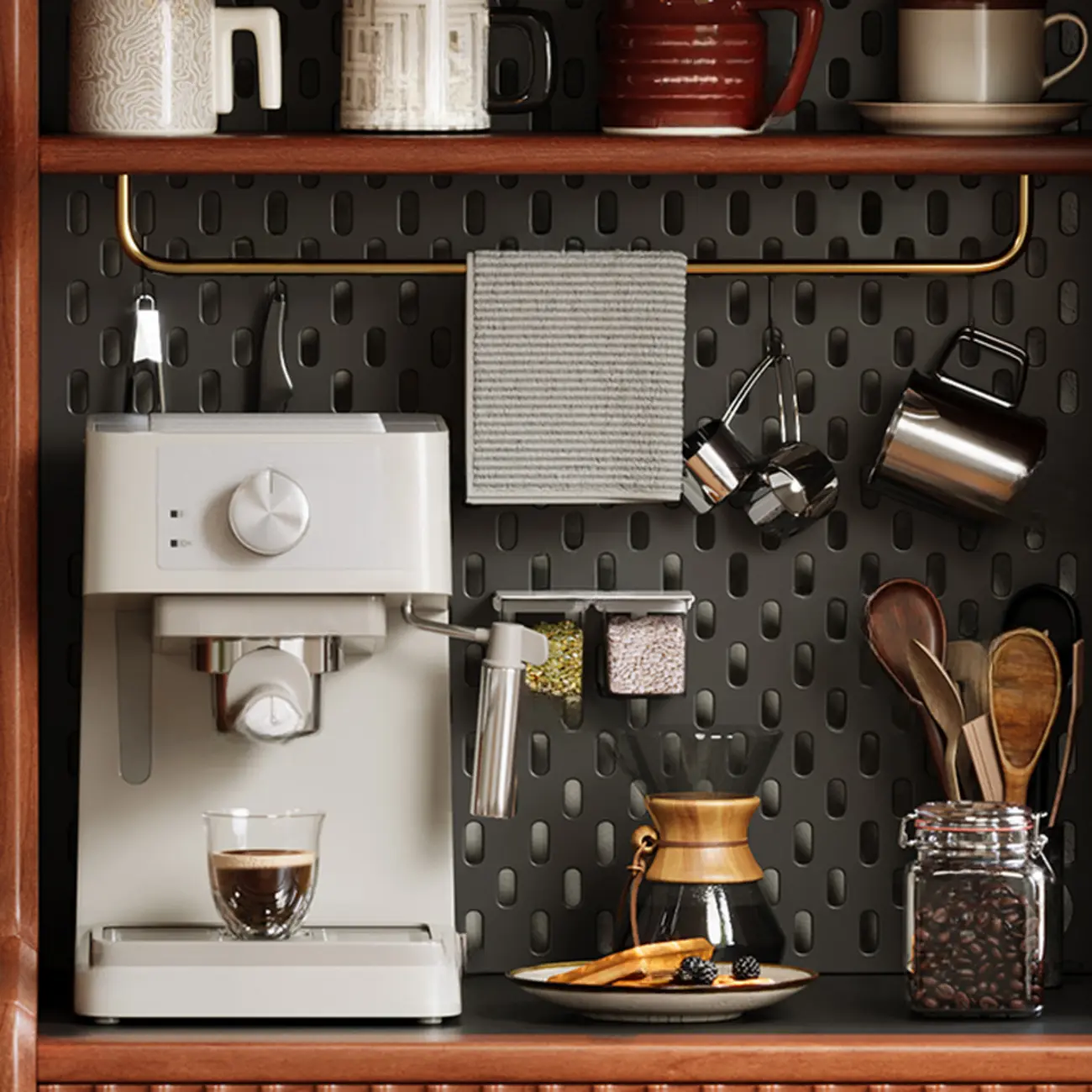 Narrow Brown Marble Countertop Wooden Display Buffet Image - 6 | homeyfad