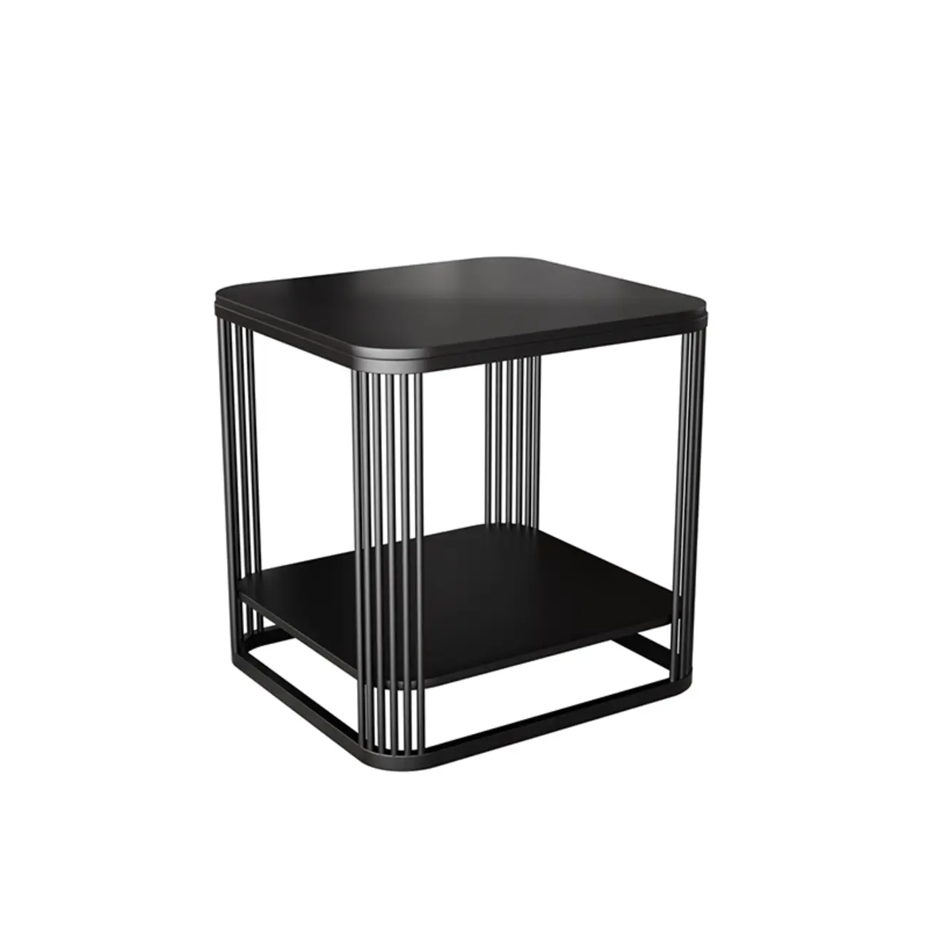 Sleek Square Stone Top Metal Frame Side Table in White/Black Image - 7 | homeyfad