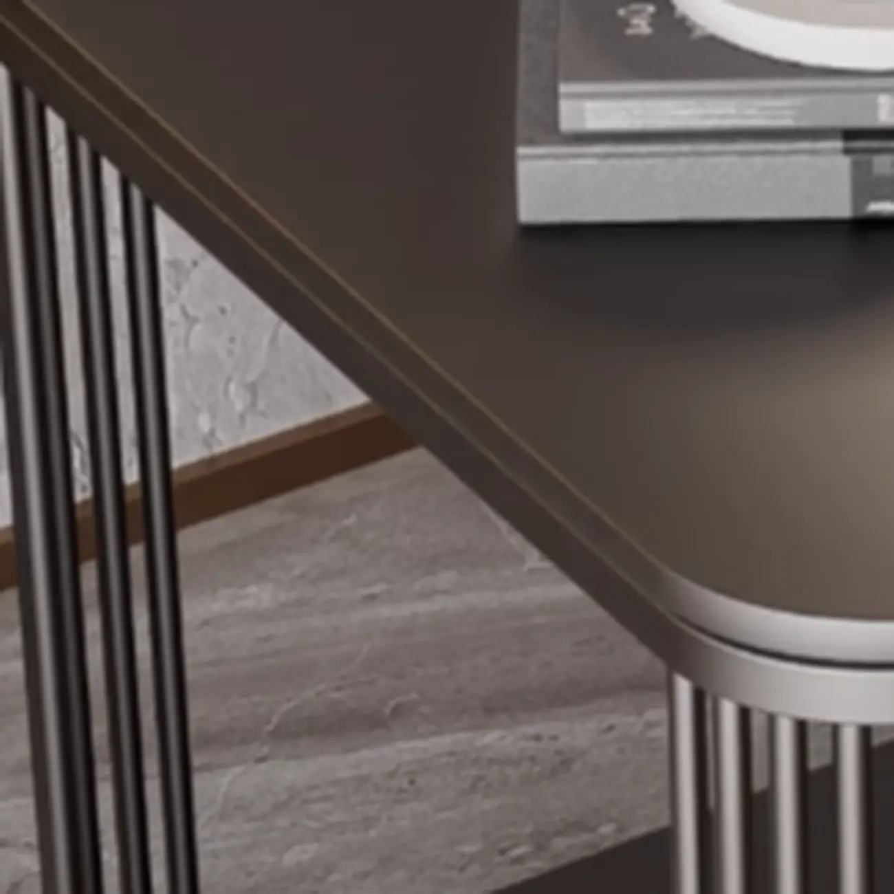 Sleek Square Stone Top Metal Frame Side Table in White/Black Image - 4 | homeyfad