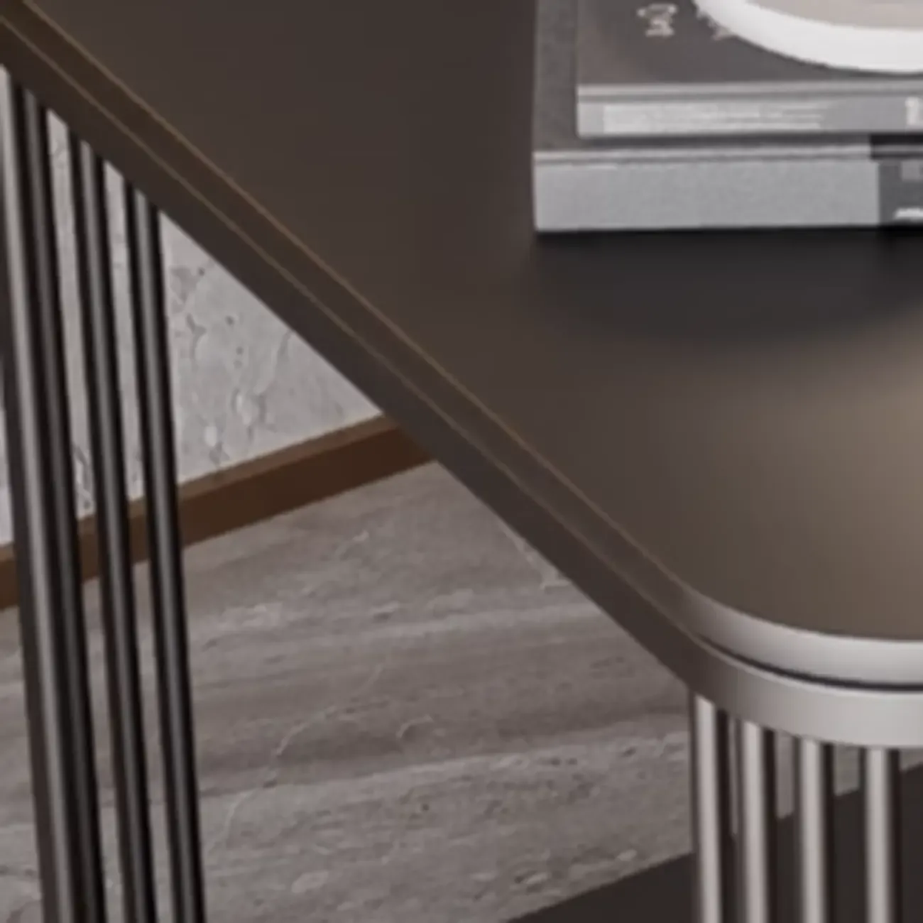 Sleek Square Stone Top Metal Frame Side Table in White/Black Image - 4