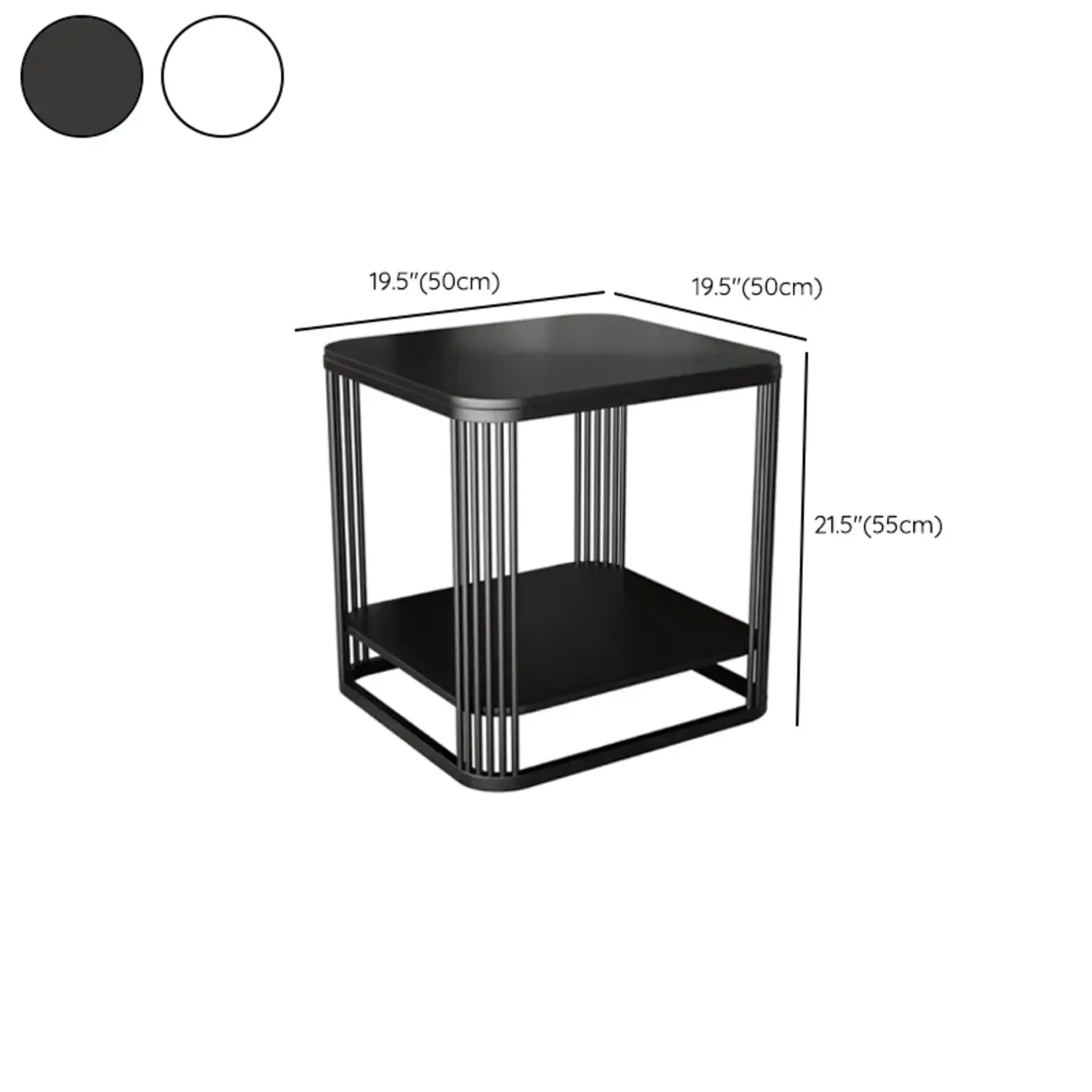 Sleek Square Stone Top Metal Frame Side Table in White/Black Image - 9