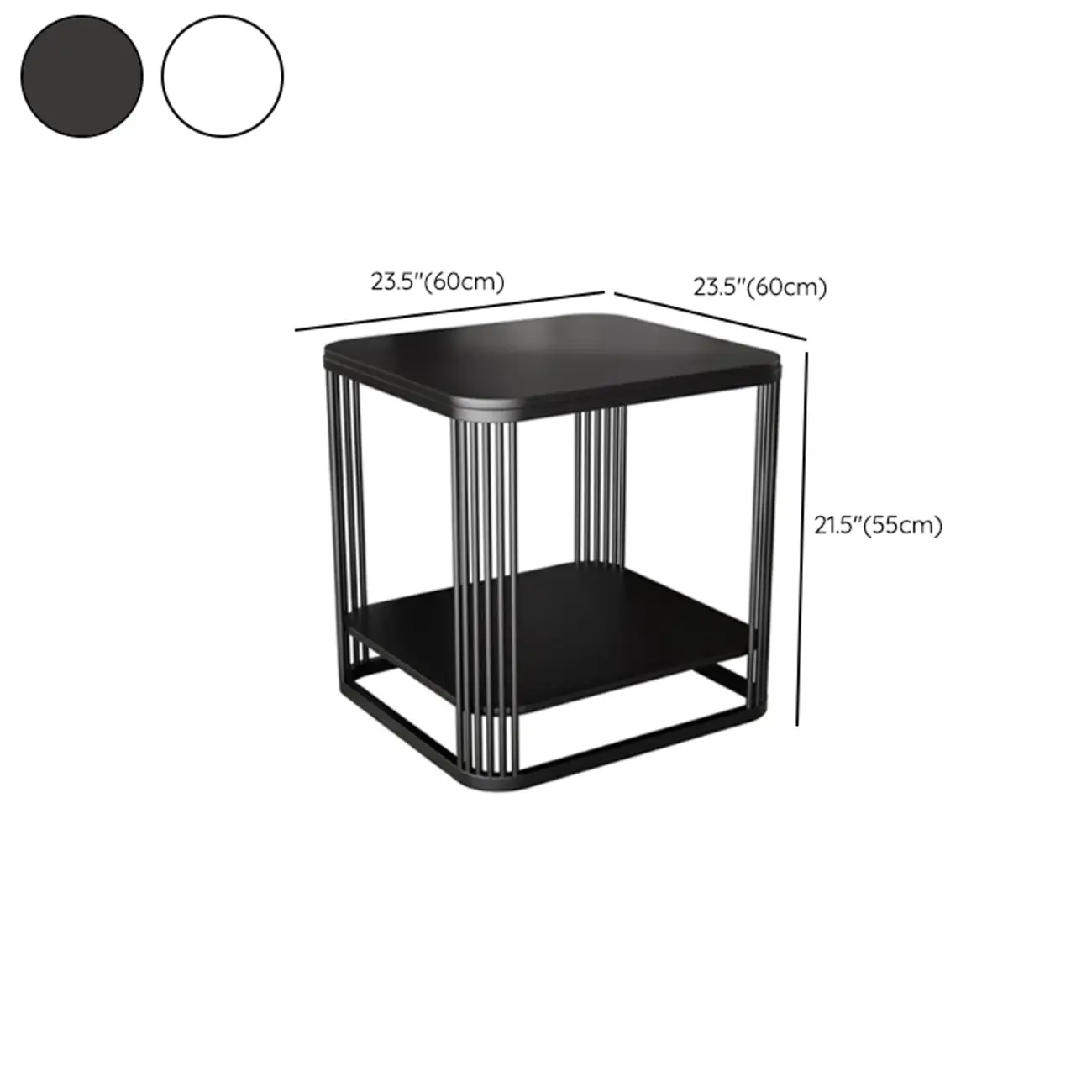 Sleek Square Stone Top Metal Frame Side Table in White/Black Image - 10 | homeyfad