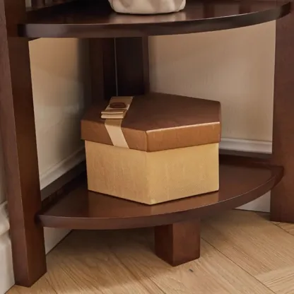 Freestanding Narrow Brown Wood Open Back Corner Bookcase Image - 11