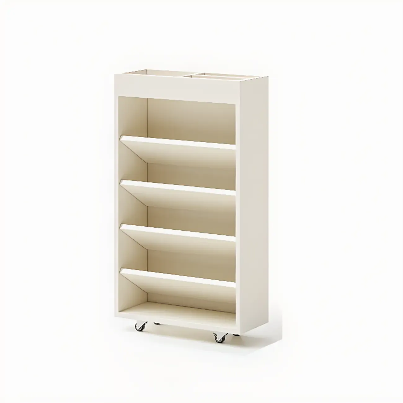 Mobile 5-Shelf Nut-Brown Wood Vertical Bookcase Image - 6
