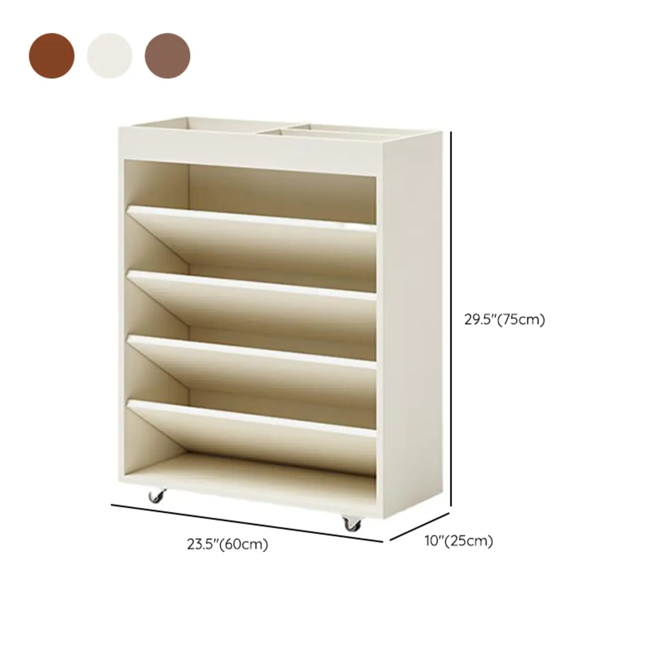 Mobile 5-Shelf Nut-Brown Wood Vertical Bookcase Image - 15 | homeyfad