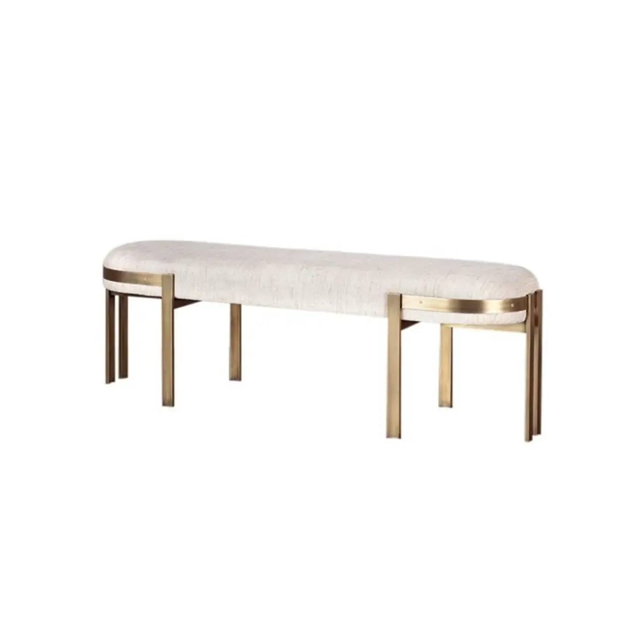 Comfort Beige Oval Metal Upholstered Entryway Bench |  HomeyFad