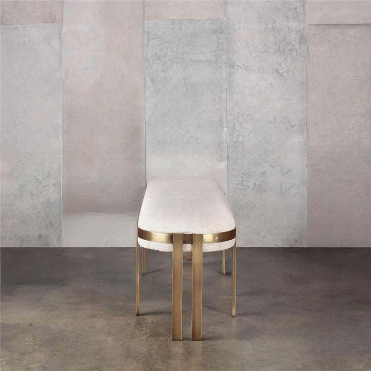 Comfort Beige Oval Metal Upholstered Entryway Bench Image - 4 | homeyfad