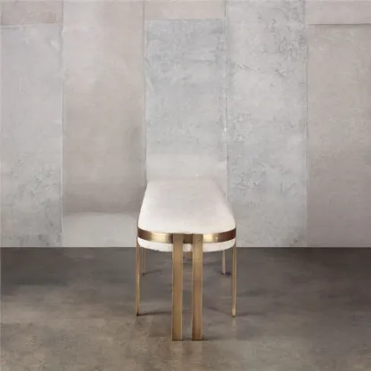 Comfort Beige Oval Metal Upholstered Entryway Bench Image - 4