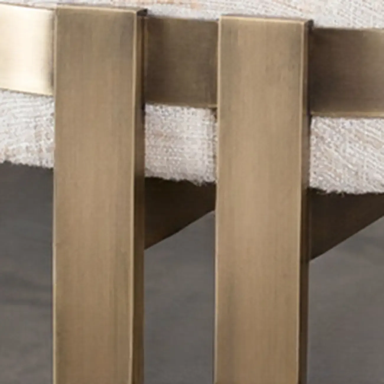 Comfort Beige Oval Metal Upholstered Entryway Bench Image - 6