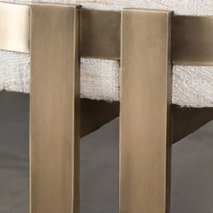 Comfort Beige Oval Metal Upholstered Entryway Bench Image - 6