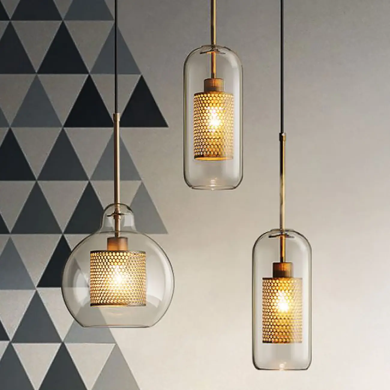 Modern Clear Glass Kitchen Island Pendant Light Metal Frame  | homeyfad