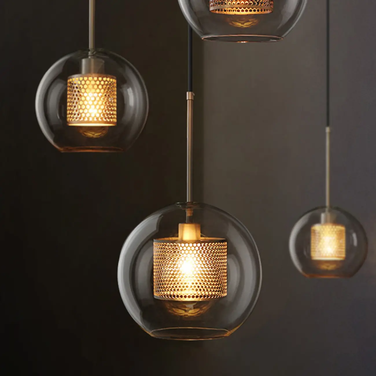 Modern Clear Glass Kitchen Island Pendant Light Metal Frame  | homeyfad