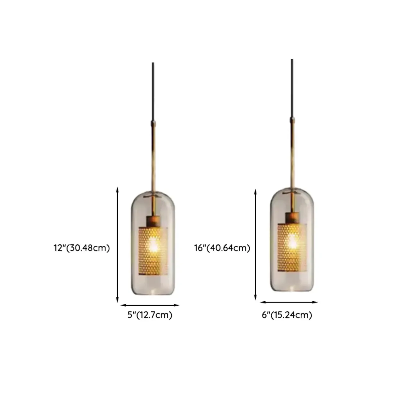 Modern Clear Glass Kitchen Island Pendant Light Metal Frame 