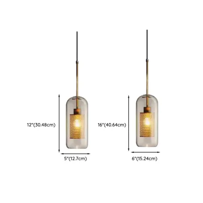 Modern Clear Glass Kitchen Island Pendant Light Metal Frame 