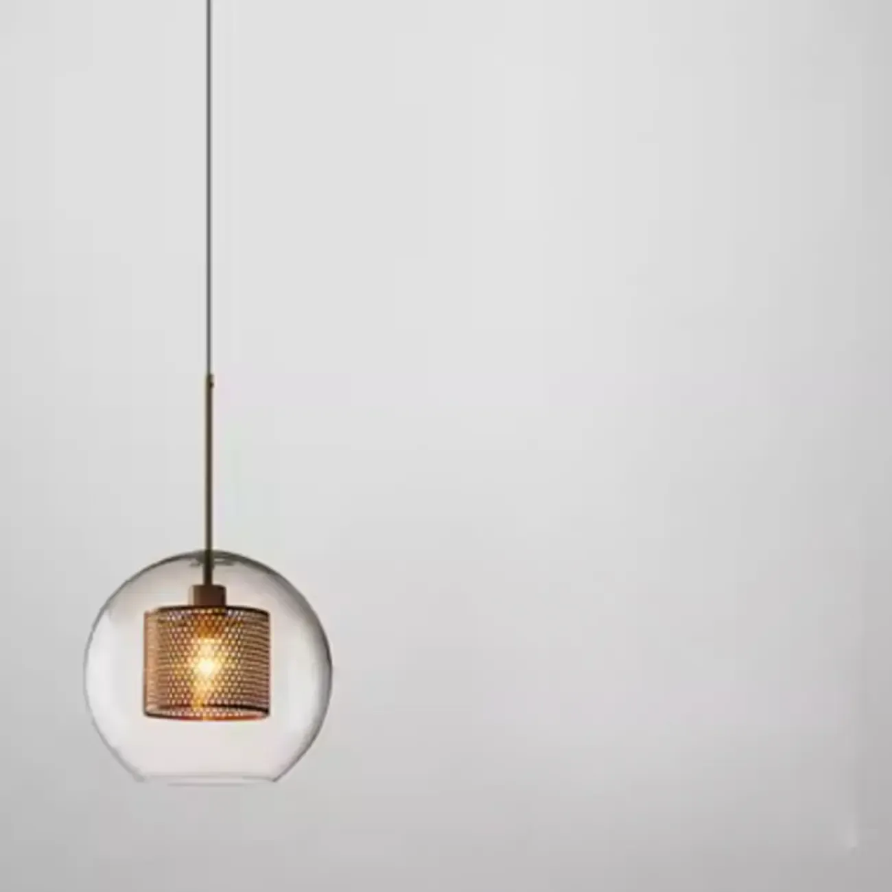 Modern Clear Glass Kitchen Island Pendant Light Metal Frame 