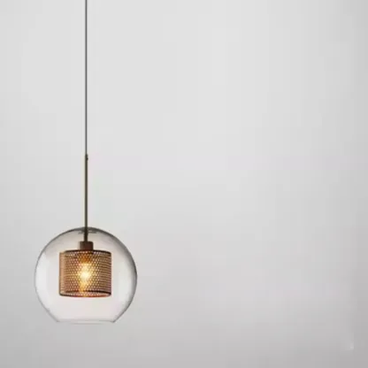 Modern Clear Glass Kitchen Island Pendant Light Metal Frame 