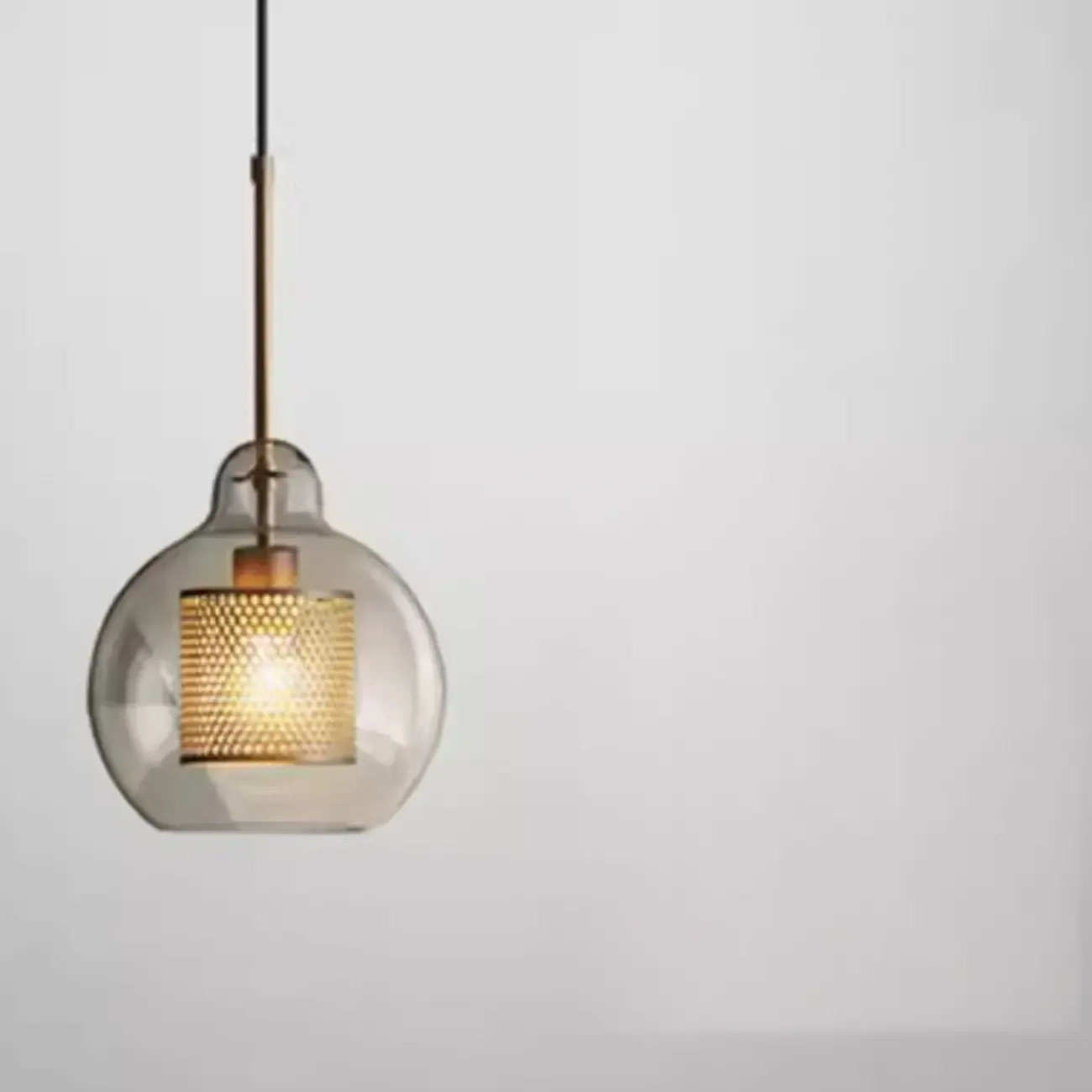 Modern Clear Glass Kitchen Island Pendant Light Metal Frame 