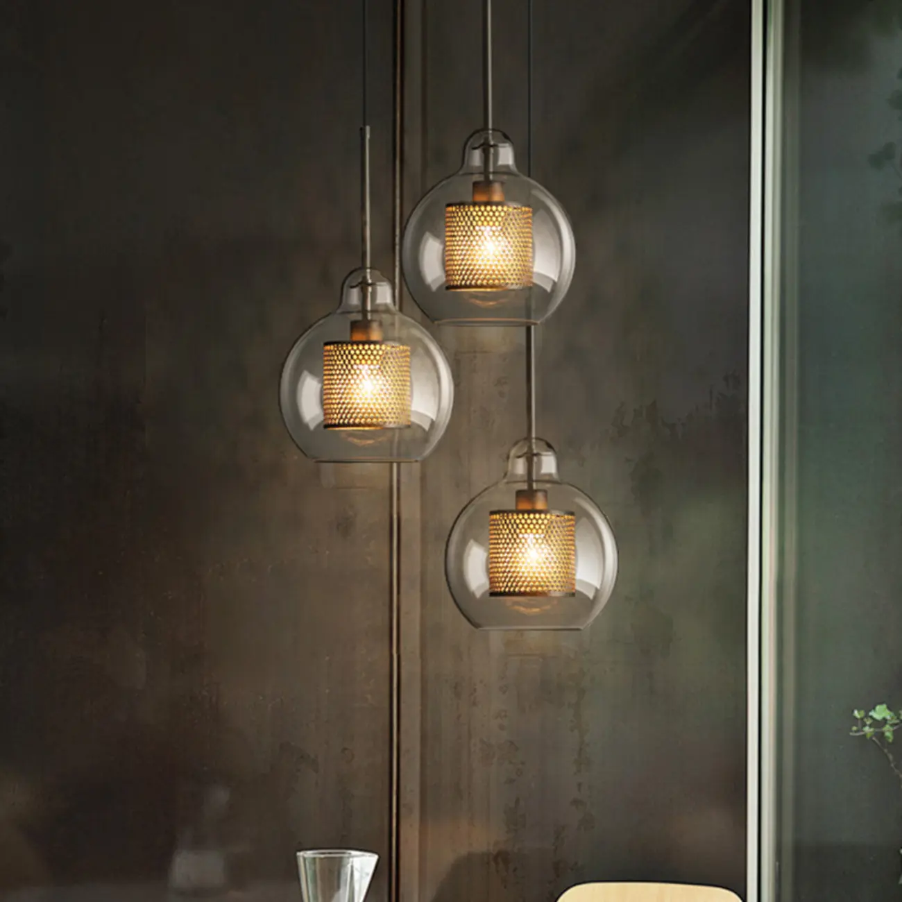 Modern Clear Glass Kitchen Island Pendant Light Metal Frame  | homeyfad