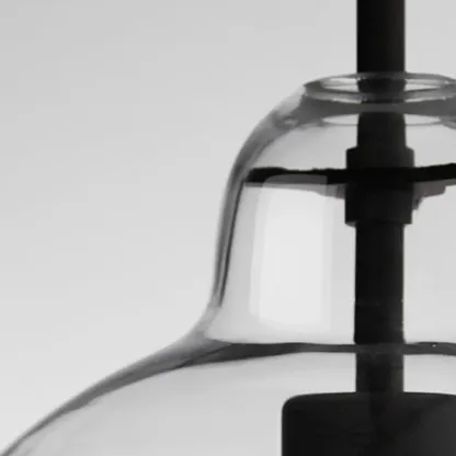 Modern Clear Glass Kitchen Island Pendant Light Metal Frame 