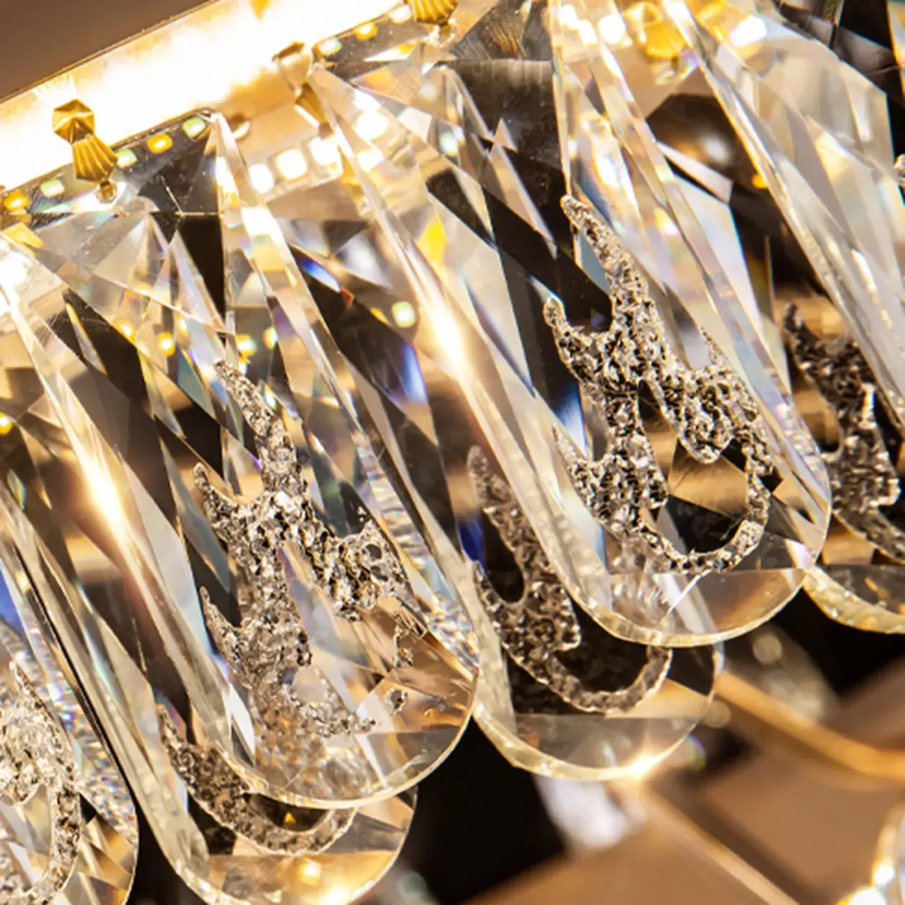 Glam Gold Crystal Circular Glass Pendant Chandelier Image - 10