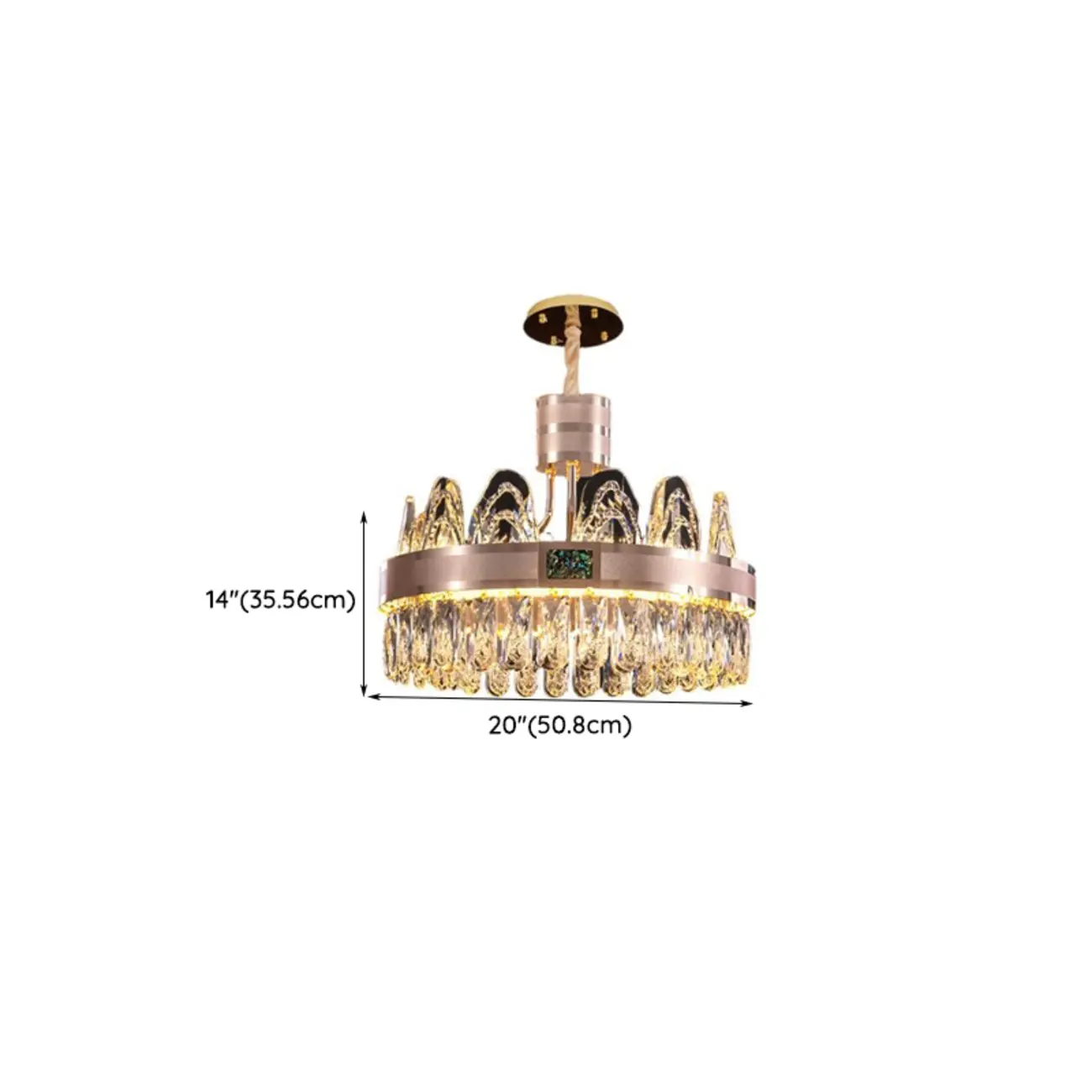 Glam Gold Crystal Circular Glass Pendant Chandelier #size | homeyfad
