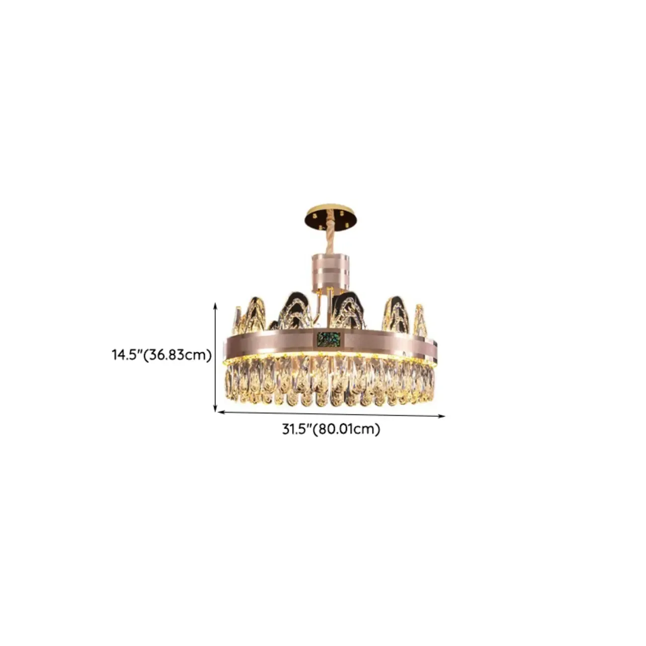 Glam Gold Crystal Circular Glass Pendant Chandelier Image - 15