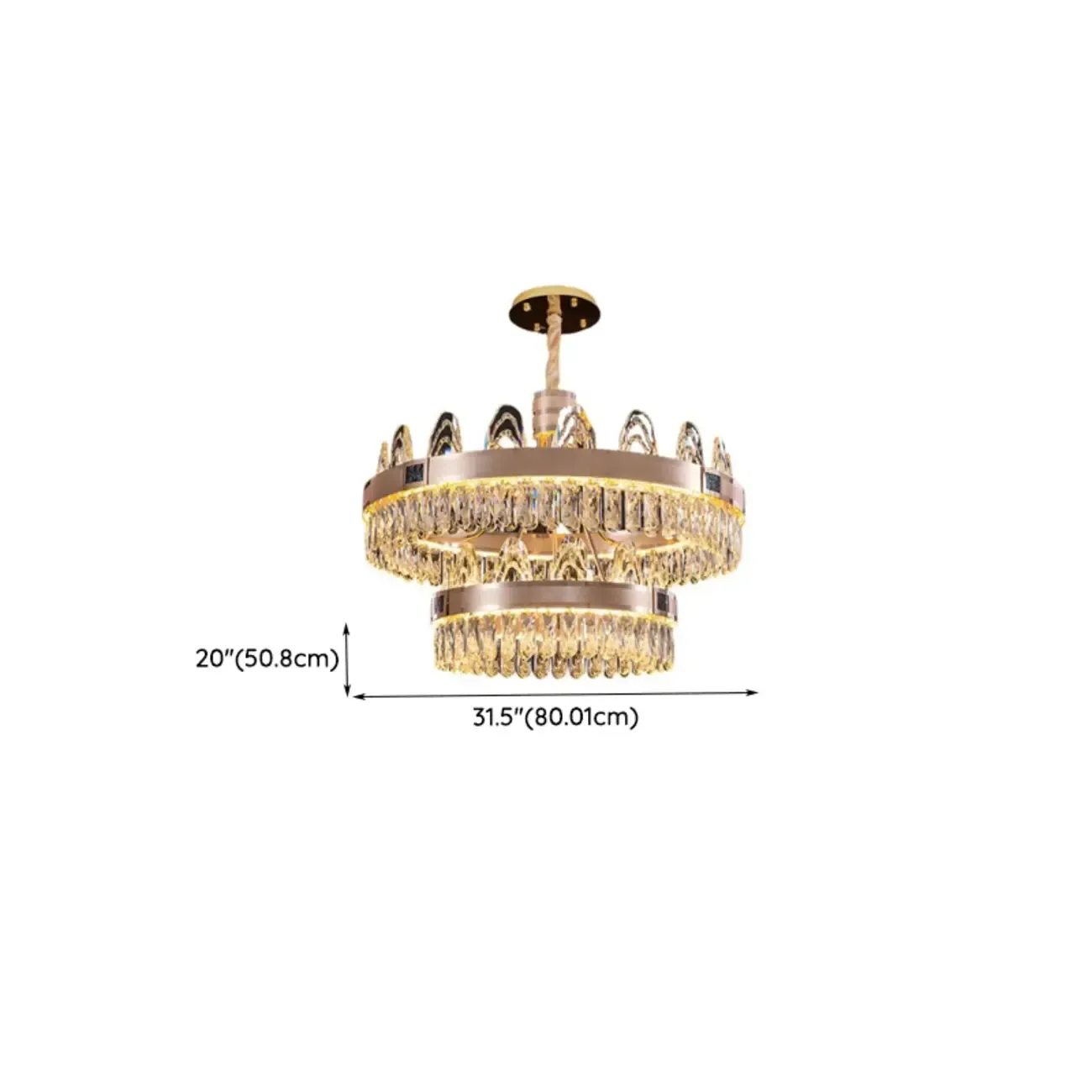 Glam Gold Crystal Circular Glass Pendant Chandelier Image - 16