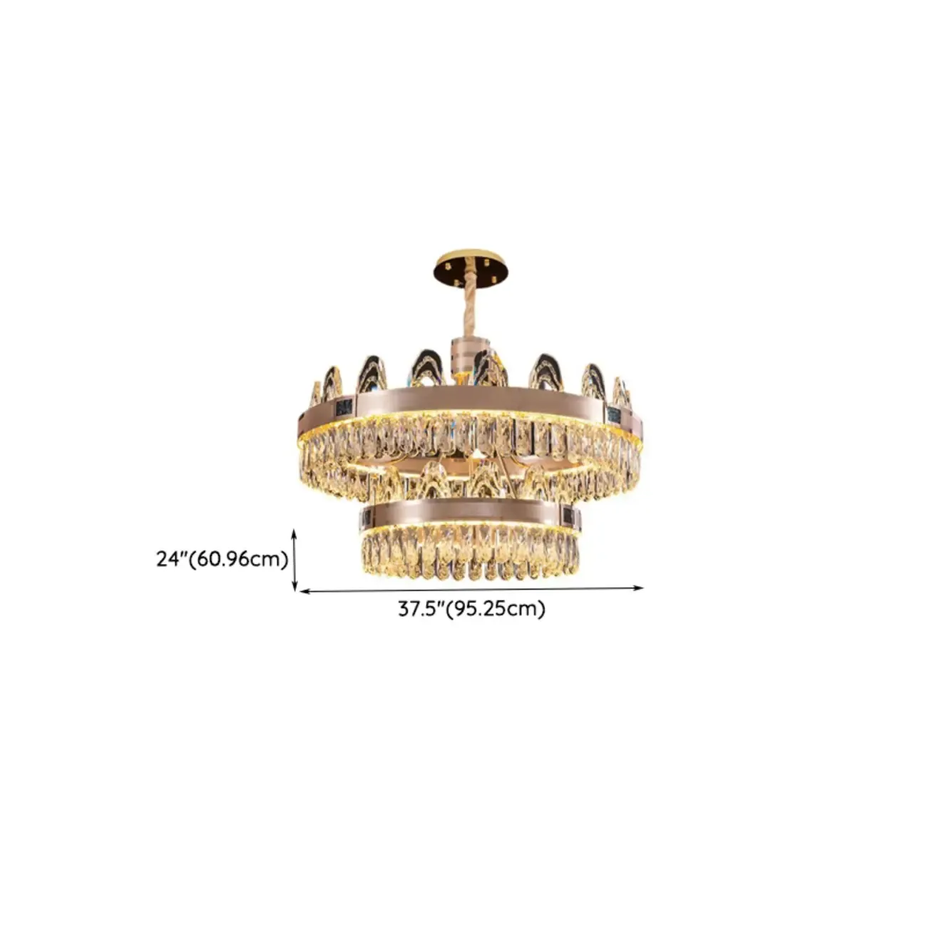 Glam Gold Crystal Circular Glass Pendant Chandelier Image - 17