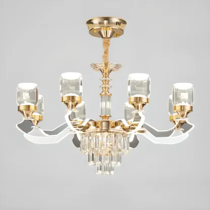 Gold Crystal Linear Modern Chandelier with Glass Beads Image - 5