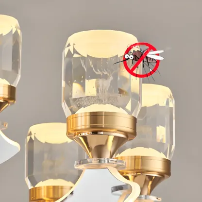 Gold Crystal Linear Modern Chandelier with Glass Beads Image - 10