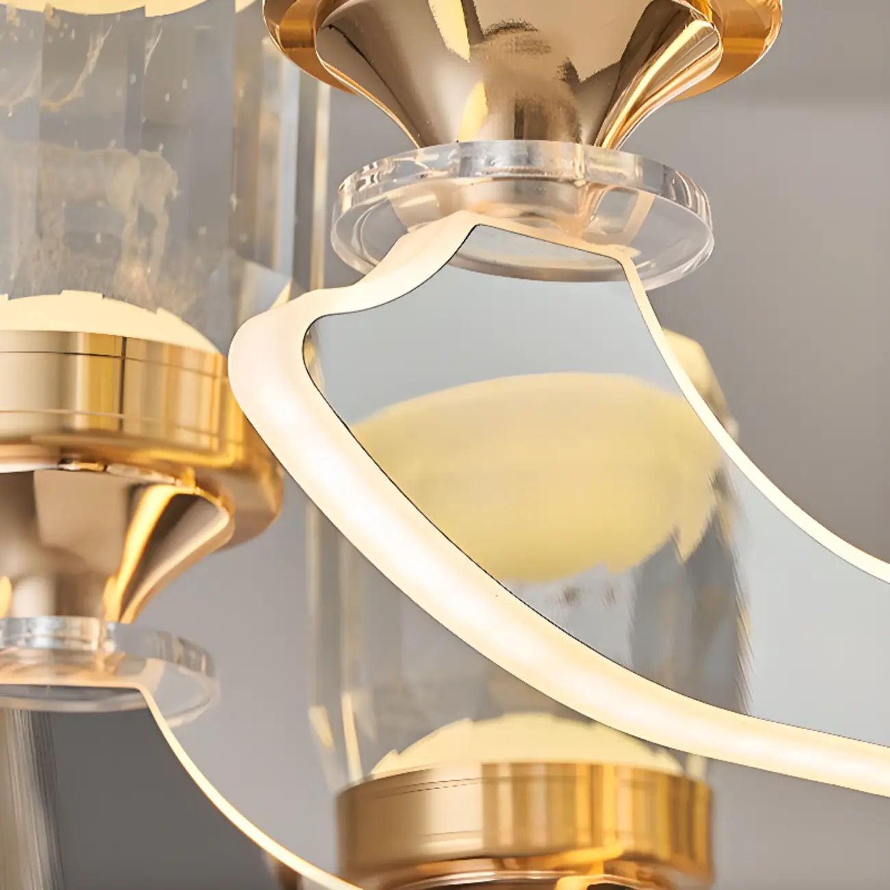 Gold Crystal Linear Modern Chandelier with Glass Beads Image - 12 | homeyfad