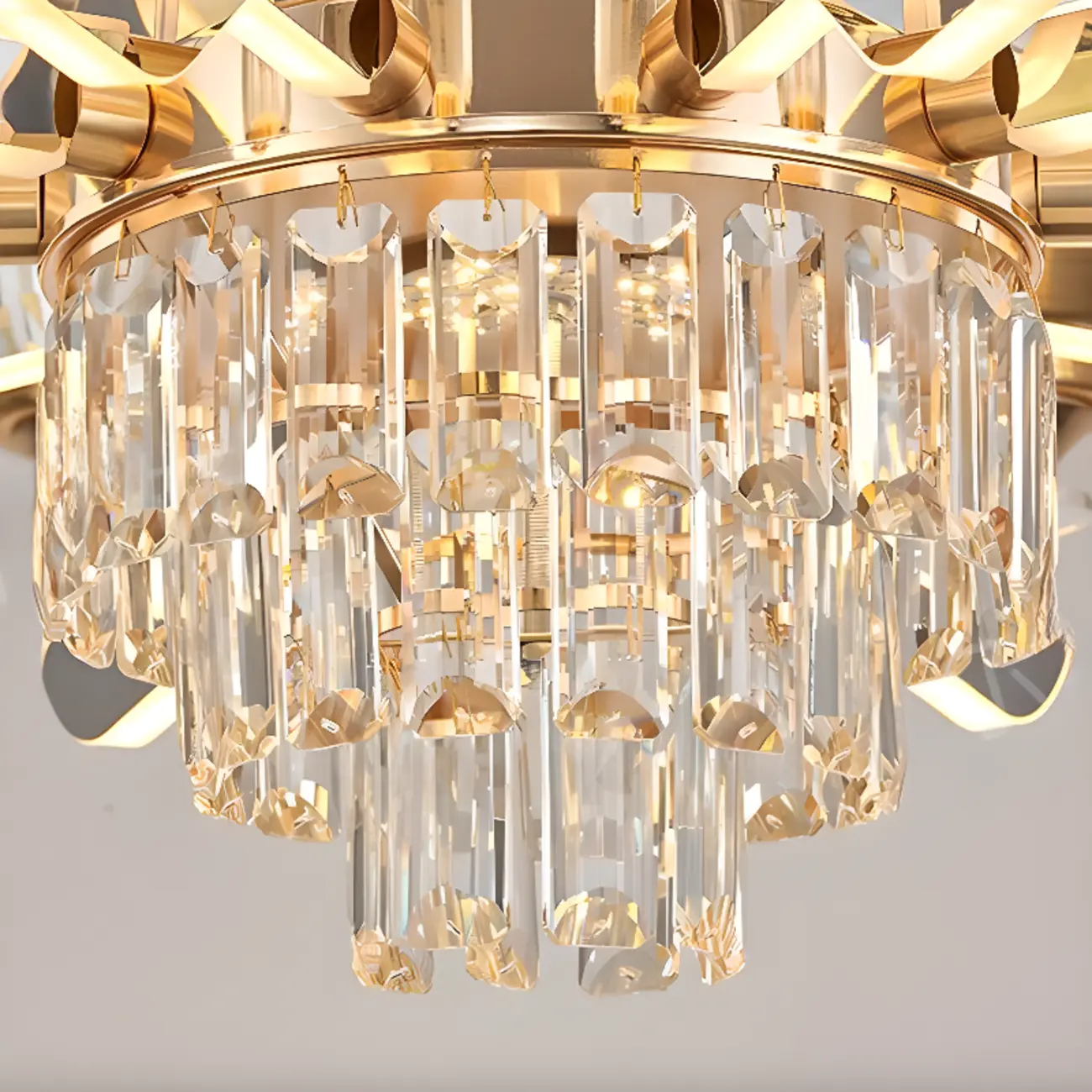 Gold Crystal Linear Modern Chandelier with Glass Beads Image - 13 | homeyfad