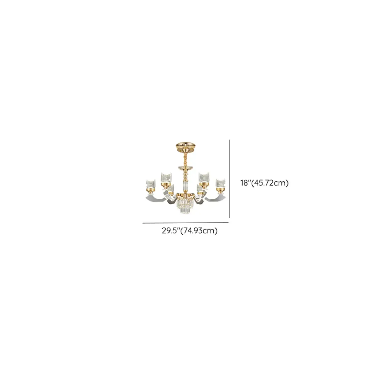 Gold Crystal Linear Modern Chandelier with Glass Beads #size