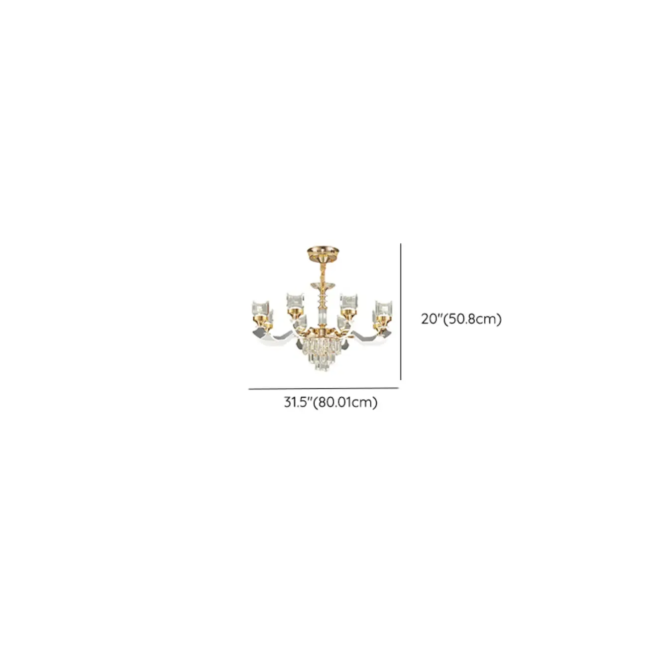 Gold Crystal Linear Modern Chandelier with Glass Beads Image - 15