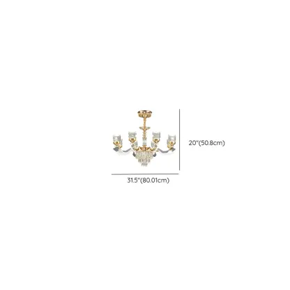 Gold Crystal Linear Modern Chandelier with Glass Beads Image - 15