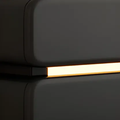 Modern Black Leather Top  2 Drawers Accent Nightstand Image - 10