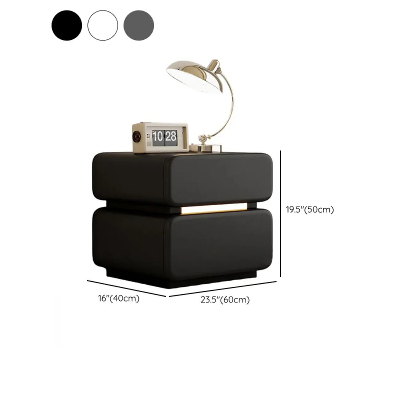 Modern Black Leather Top  2 Drawers Accent Nightstand Image - 13 | homeyfad