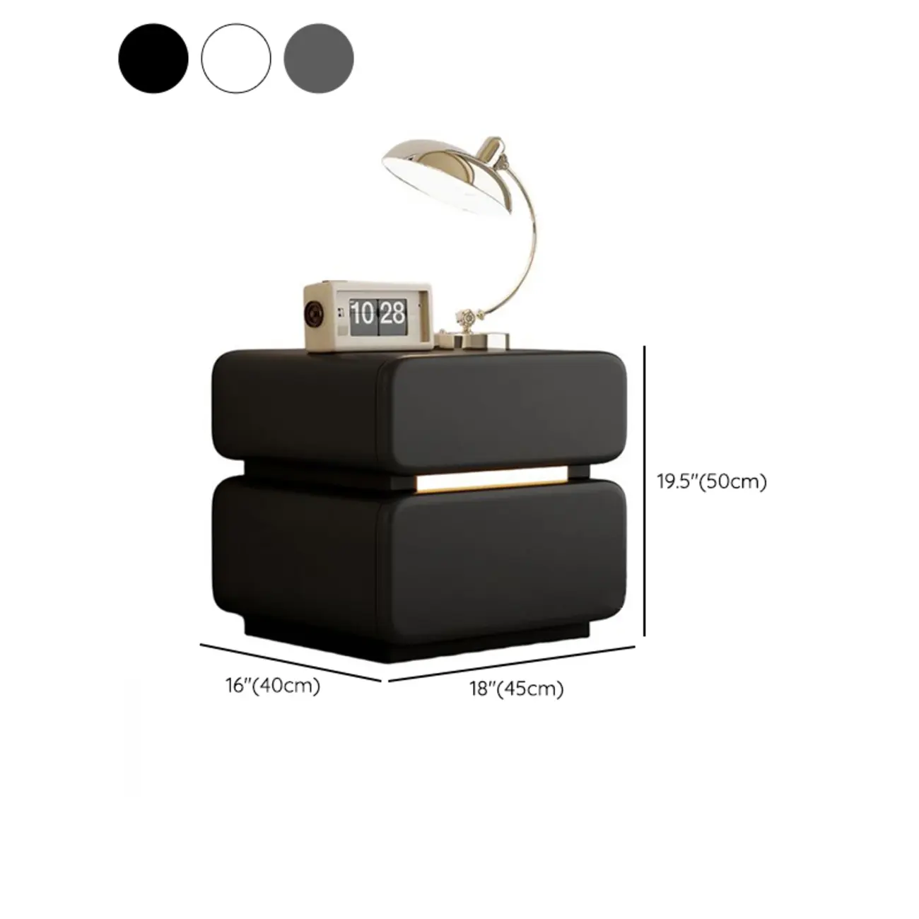 Modern Black Leather Top  2 Drawers Accent Nightstand Image - 15 | homeyfad