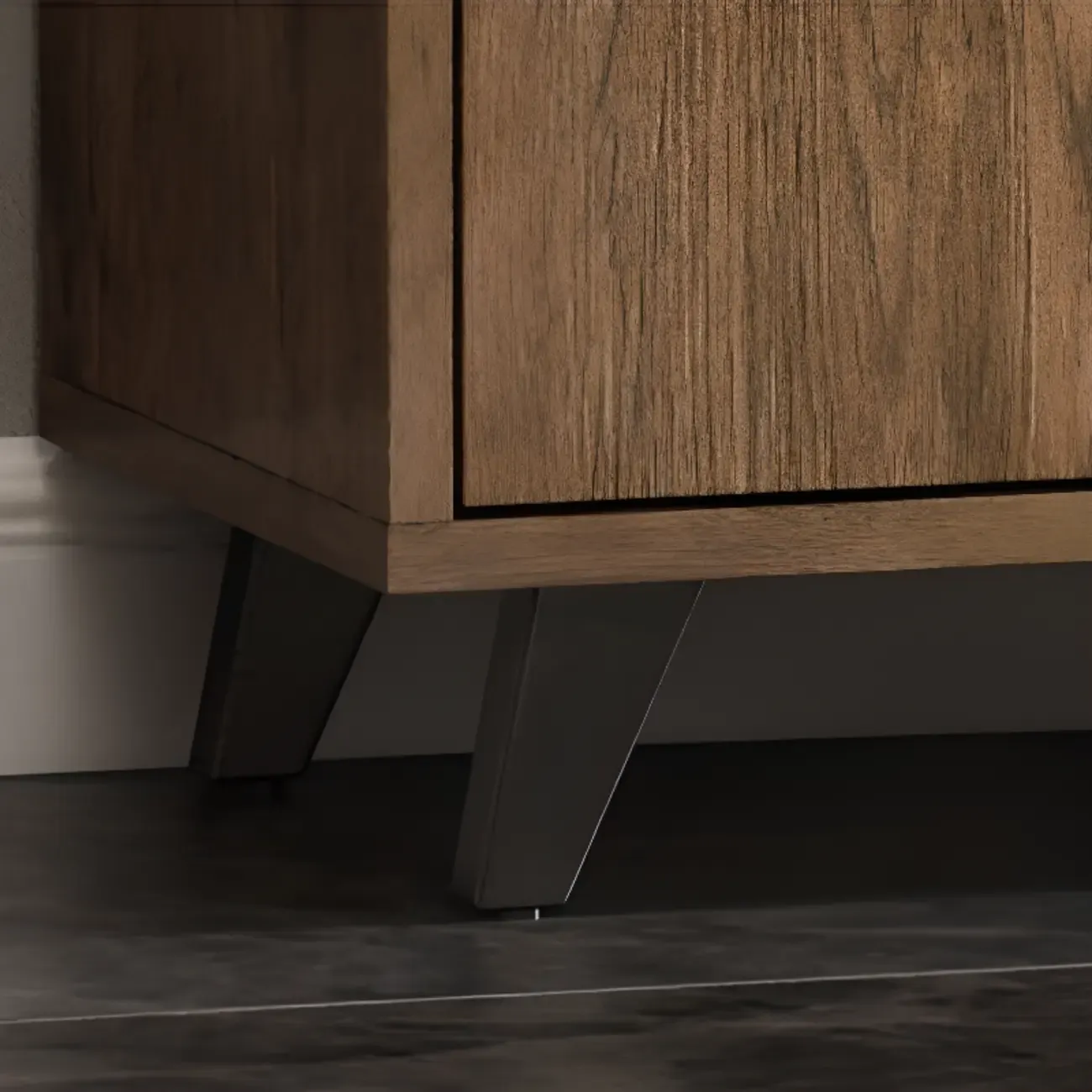 4-Drawer Taupe Wood Sideboard with Glass Doors Image - 9