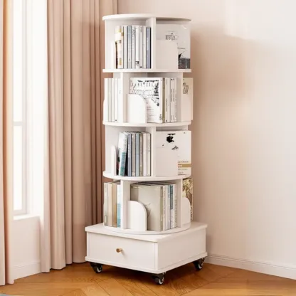 Unique Rotating Closed Back Wooden Storage Bookcase Image - 6