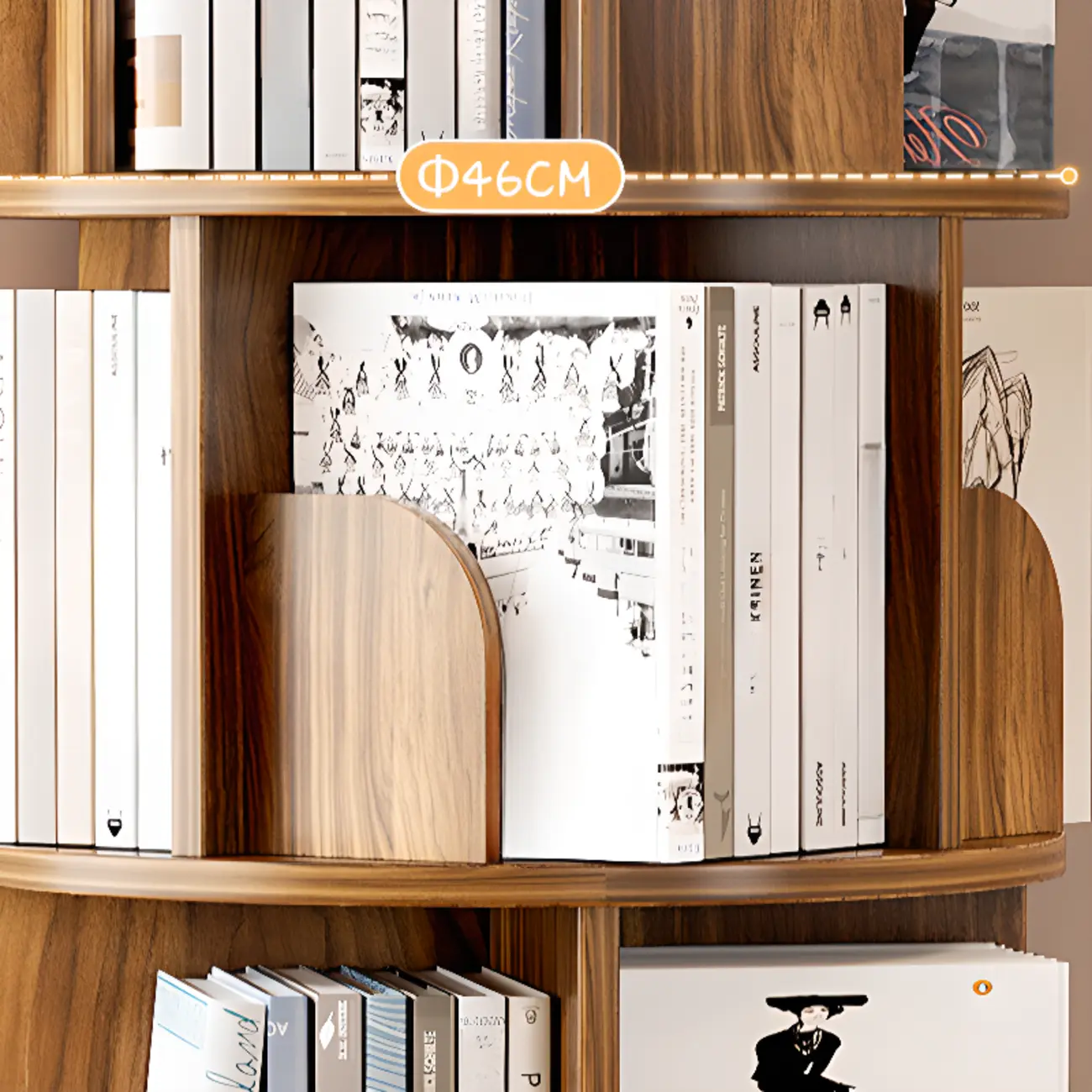 Unique Rotating Closed Back Wooden Storage Bookcase Image - 8 | homeyfad