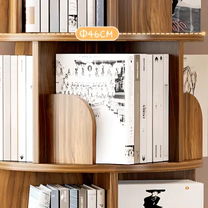 Unique Rotating Closed Back Wooden Storage Bookcase Image - 8