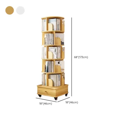 Unique Rotating Closed Back Wooden Storage Bookcase Image - 12