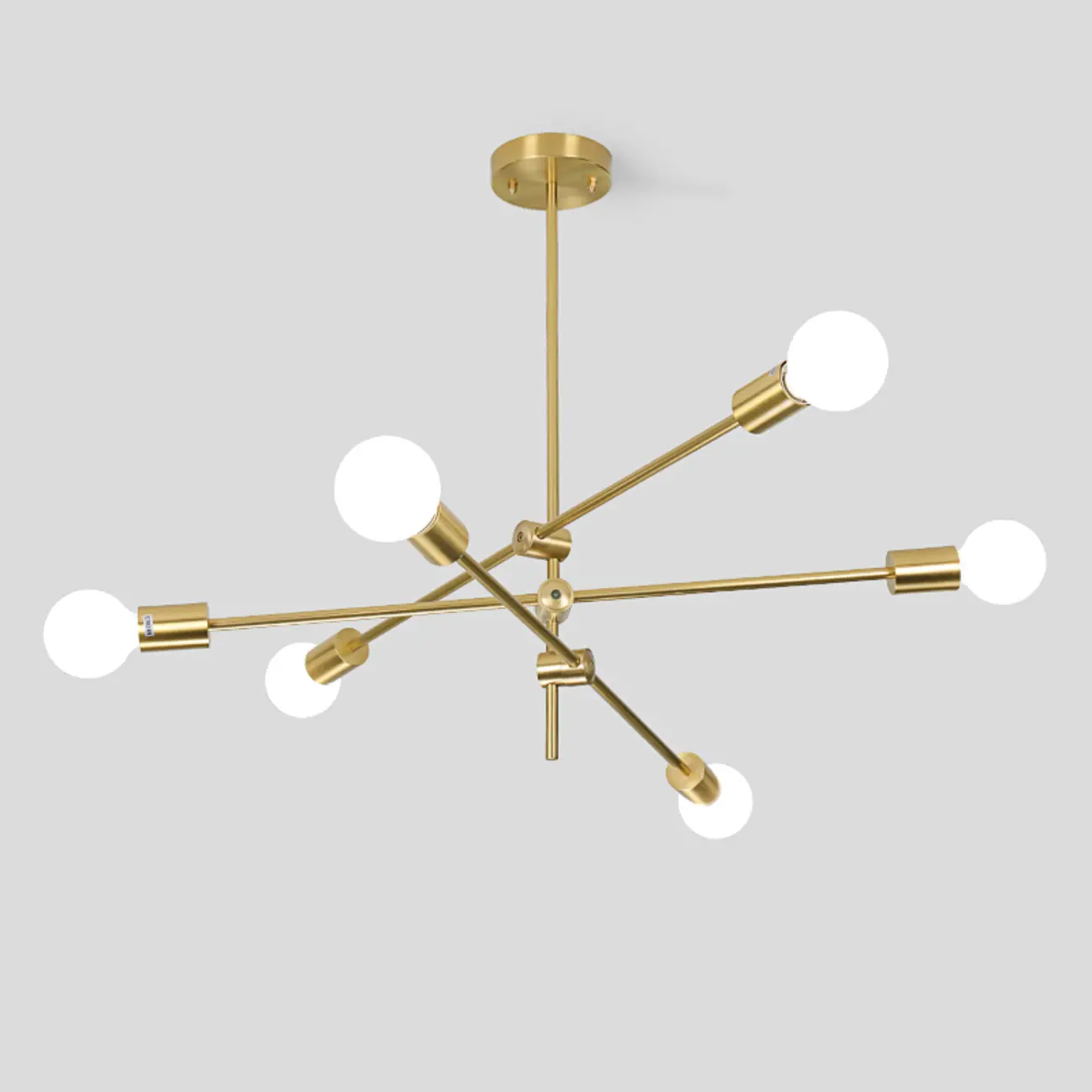 Large Gold Modern 6 Lights Sputnik Chandelier Image - 7 | homeyfad