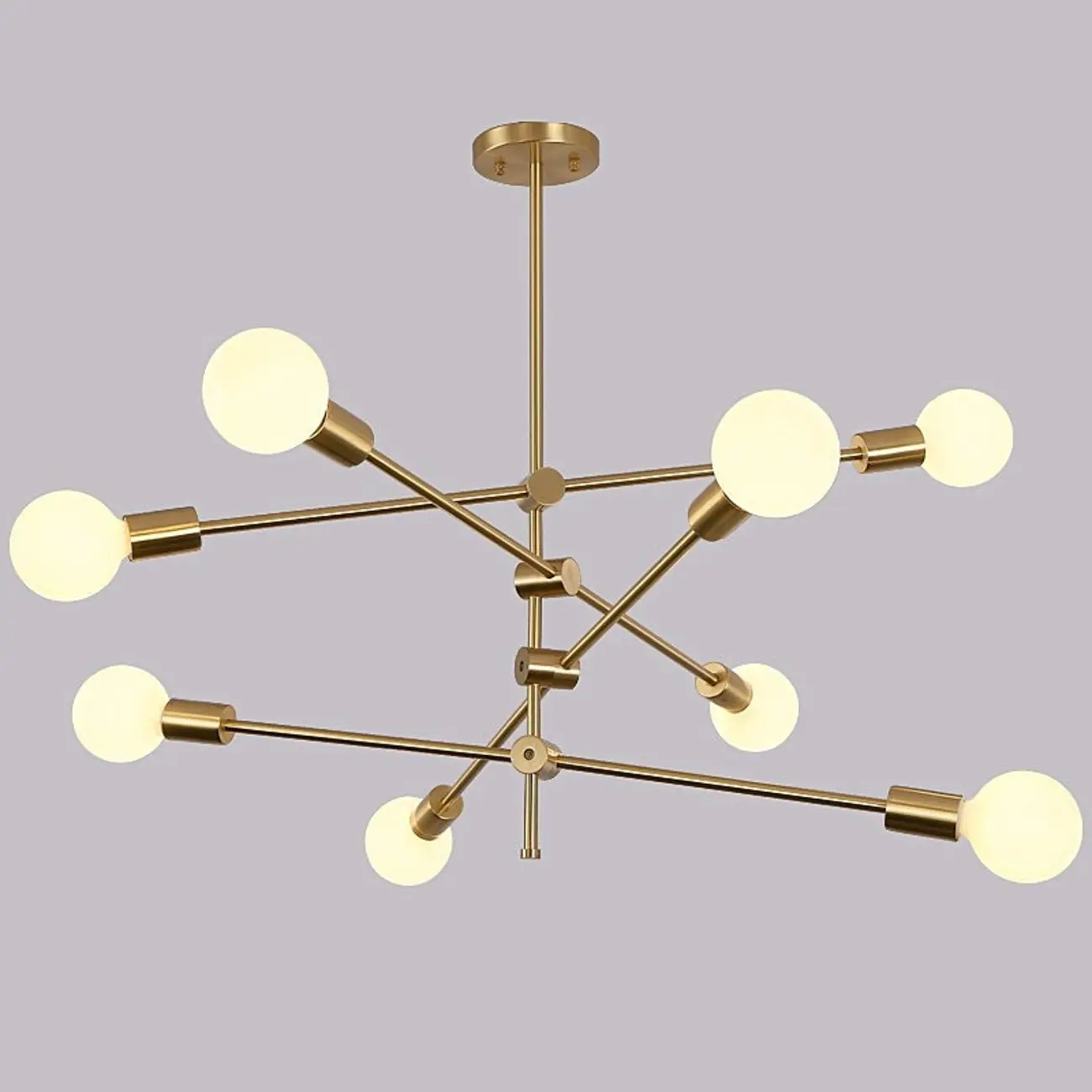 Large Gold Modern 6 Lights Sputnik Chandelier Image - 8 | homeyfad