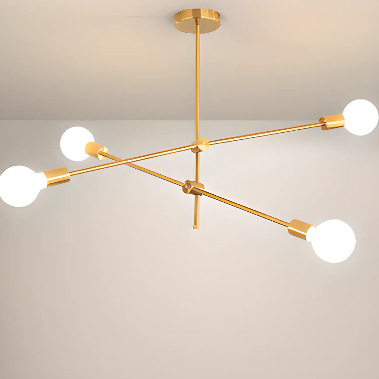 Large Gold Modern 6 Lights Sputnik Chandelier Image - 5 | homeyfad