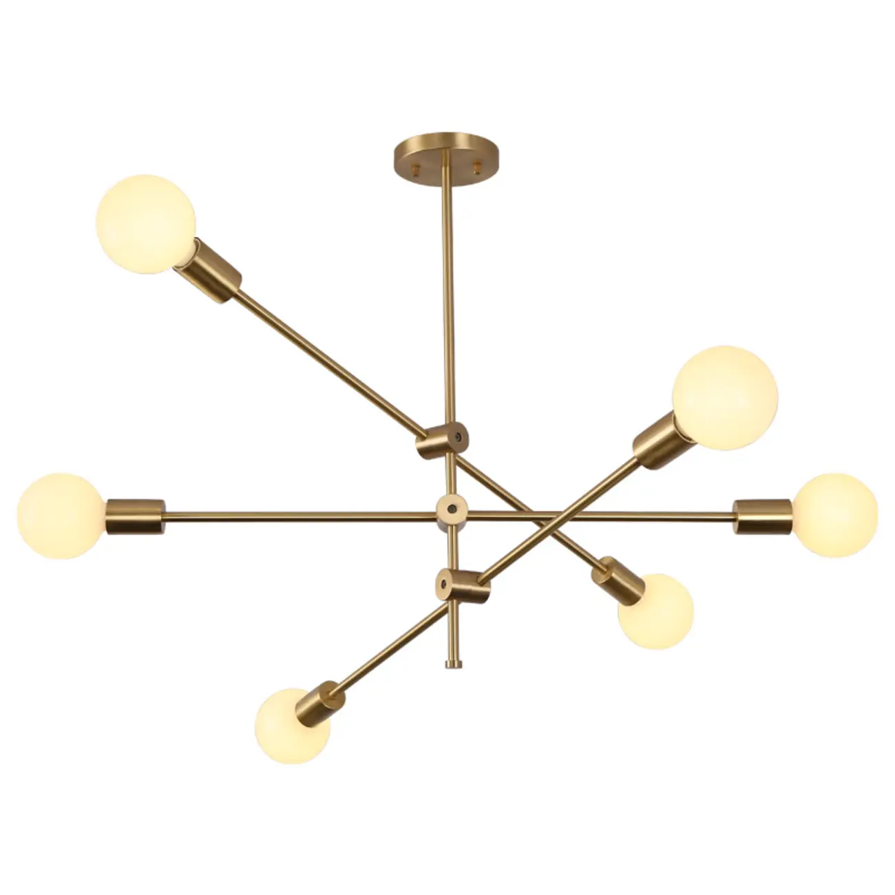 Large Gold Modern 6 Lights Sputnik Chandelier Image - 10 | homeyfad