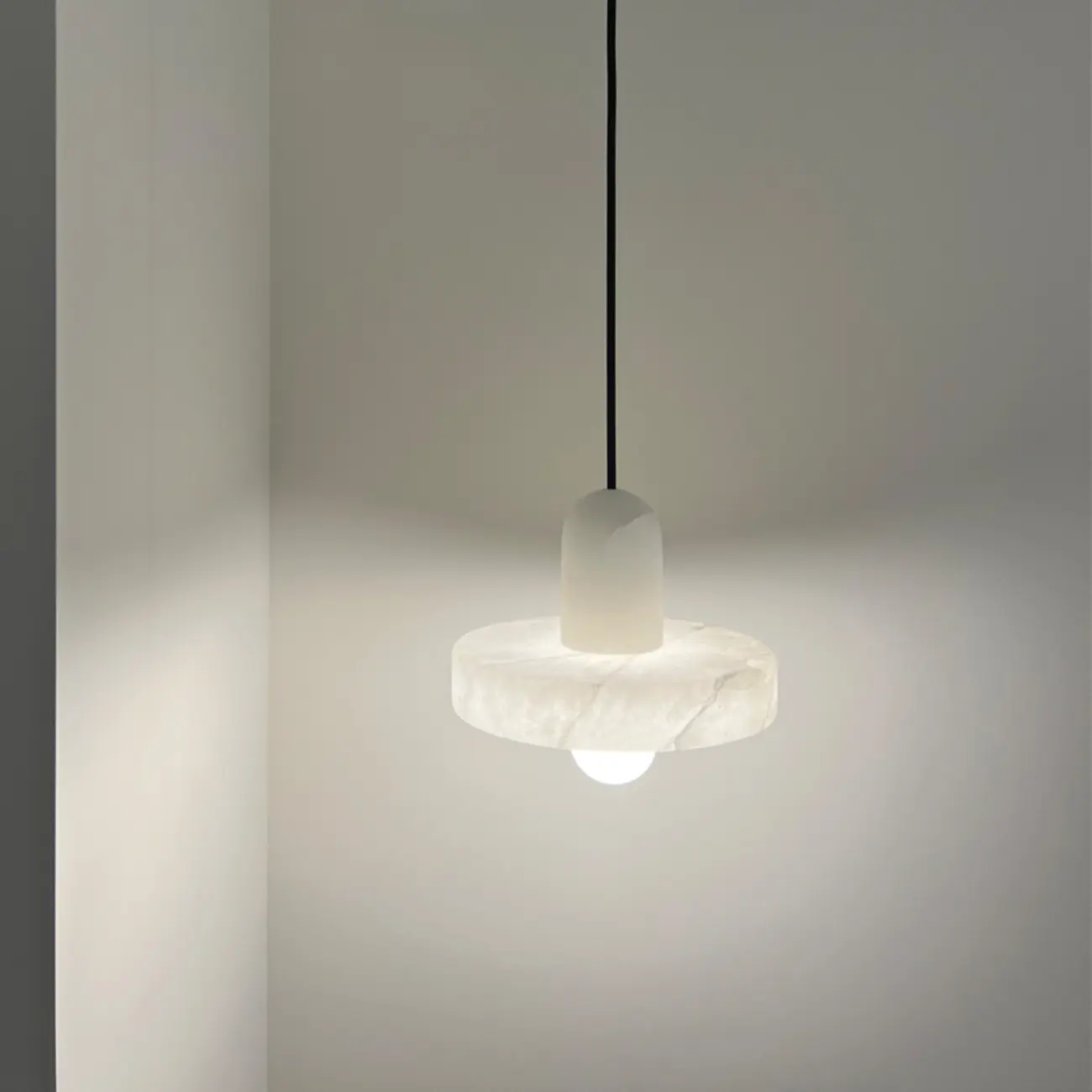 White Stone Geometric Rope Pendant Light Fixture Image - 4 | homeyfad